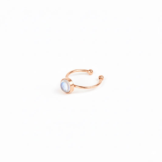 ODESSA Rainbow Moonstone Ring Rose Gold