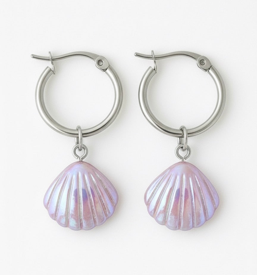 Seashell Aura Earrings  Lilac / Silver