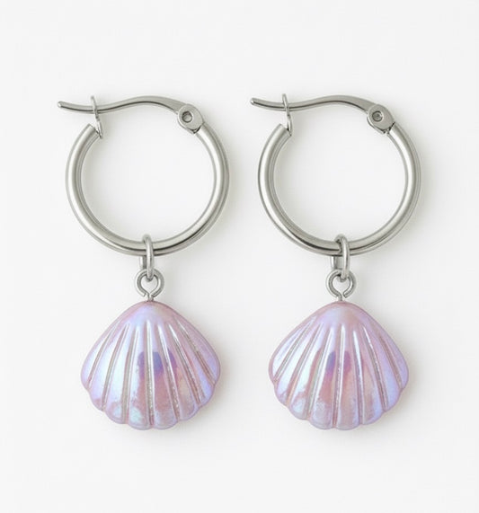 Seashell Aura Earrings  Lilac / Silver