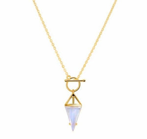 KALI Moonstone Pencil T Lock Collier Or 925 Argent