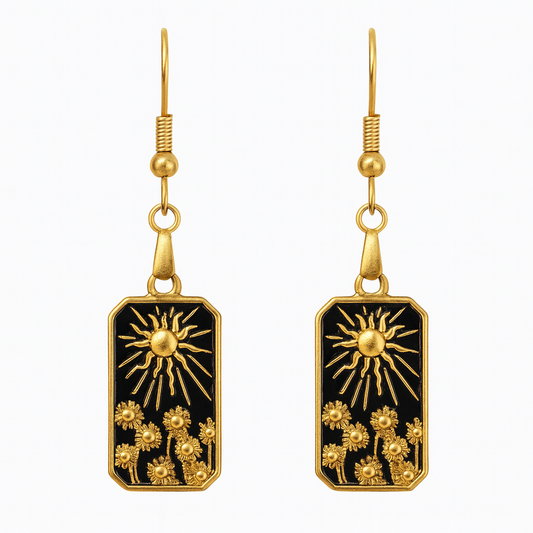 SOLBLOOM Sun Sunflowers Charm Earrings Gold