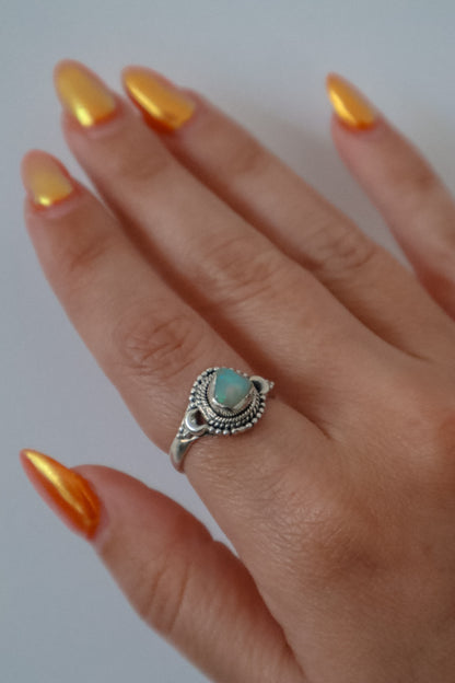 EMBERVEIL Raw Ethiopian Opal Ring 925 Silver