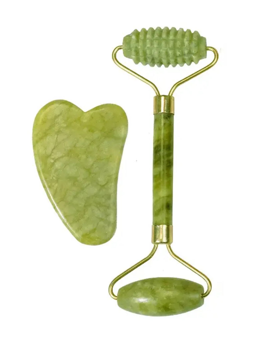 Lymphatic Drainage Gemstone Roller and Gua Sha - Jade