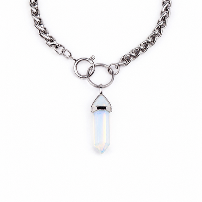AURALIS Opalite O Ring Chain Choker Necklace Silver