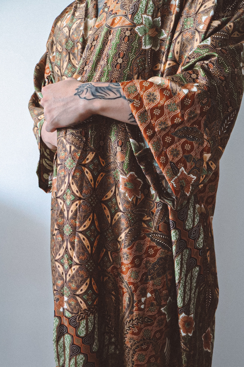 Robe Kimono Longue Marron et Or Duster Homme - Earth Nomad