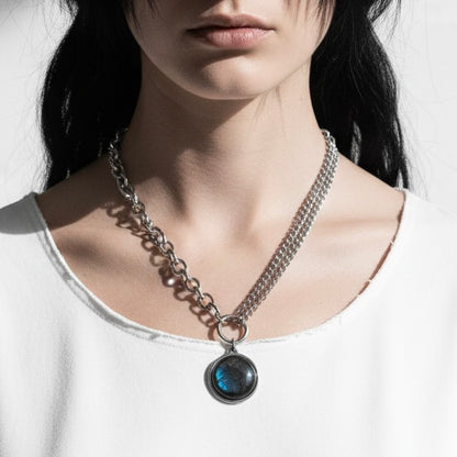 EQUINOX Rose Quartz O Ring Chain Choker Necklace