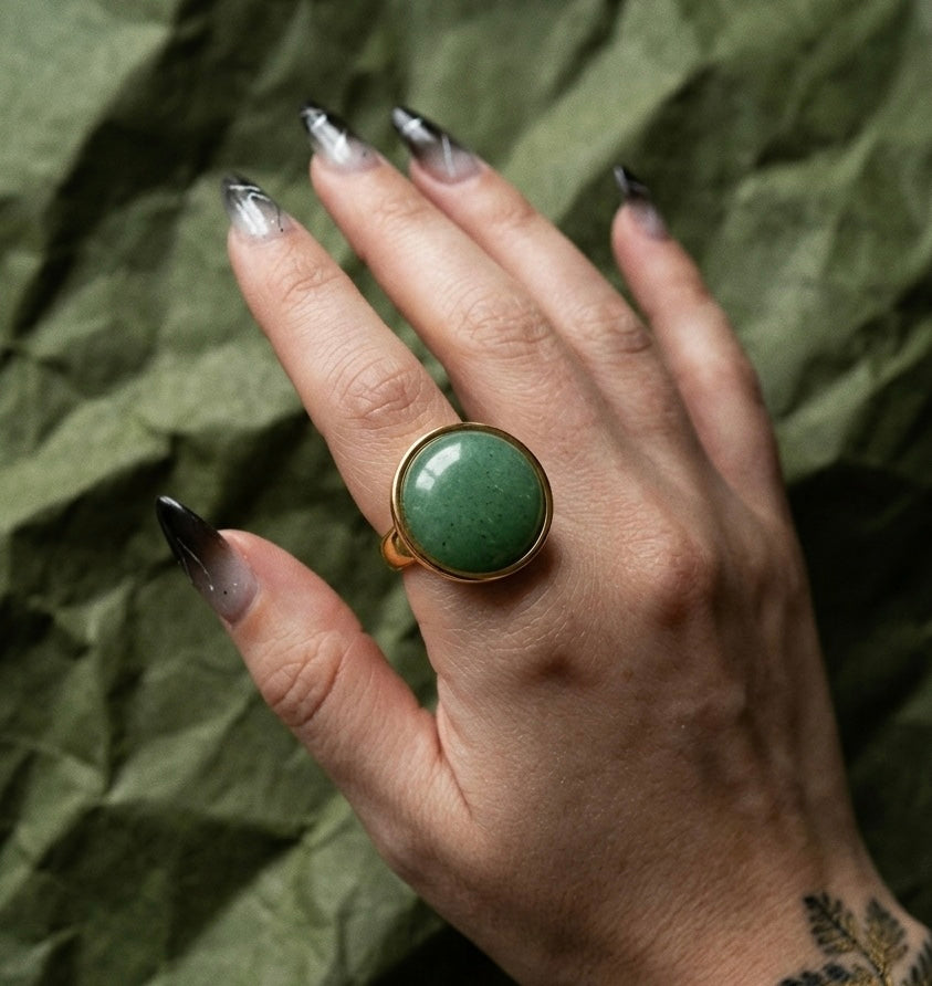 AYA Green Aventurine Statement Ring Gold
