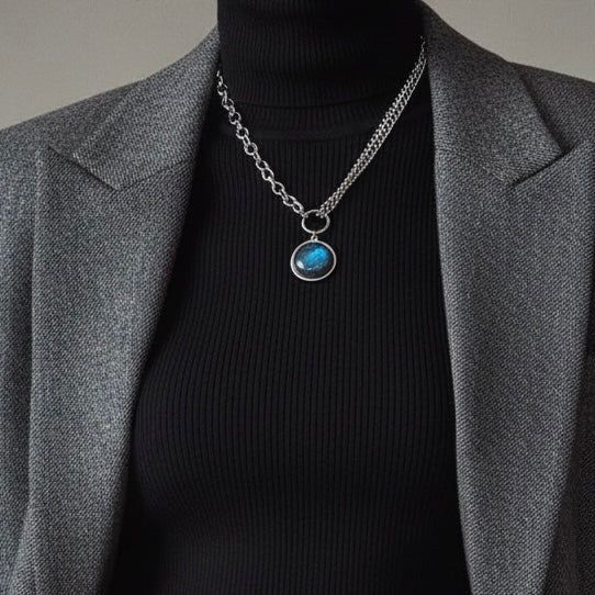 EQUINOX Rose Quartz O Ring Chain Choker Necklace