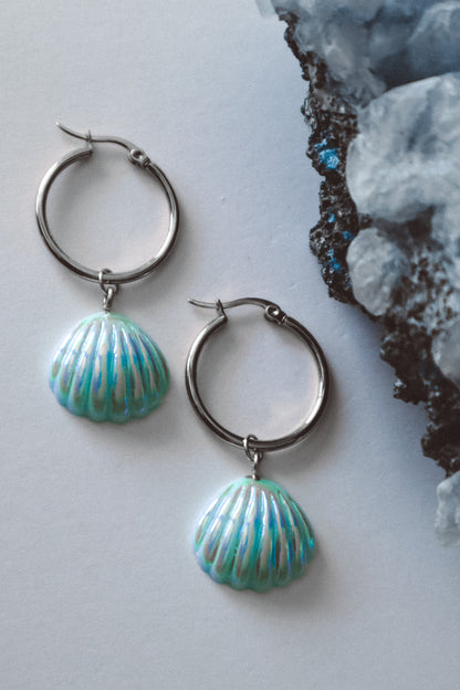 Seashell Aura Earrings  - Blue / Silver