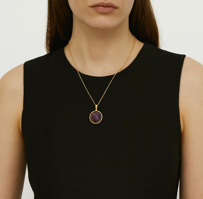 SAYA Amethyst Statement Pendant Necklace Gold