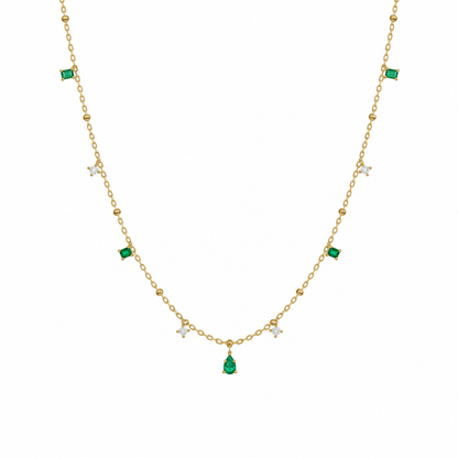 EMERELLE Green White Cubic Zirconia Necklace Gold
