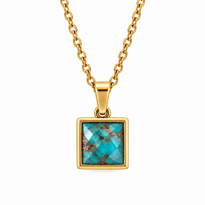 VARG Turquoise with Copper Square Necklace Gold