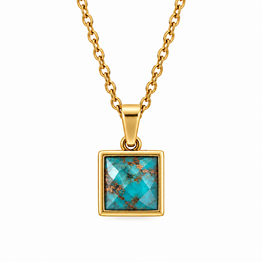 VARG Turquoise with Copper Square Necklace Gold