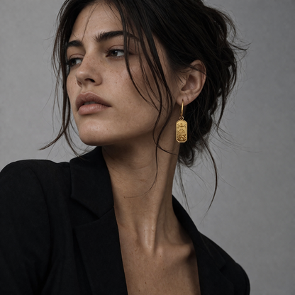 LUNAR GAZE Evil Eye Dangle Charm Hoop Earrings Gold