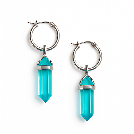 CERCLE Aqua Aura Quartz Hoop Earrings Silver