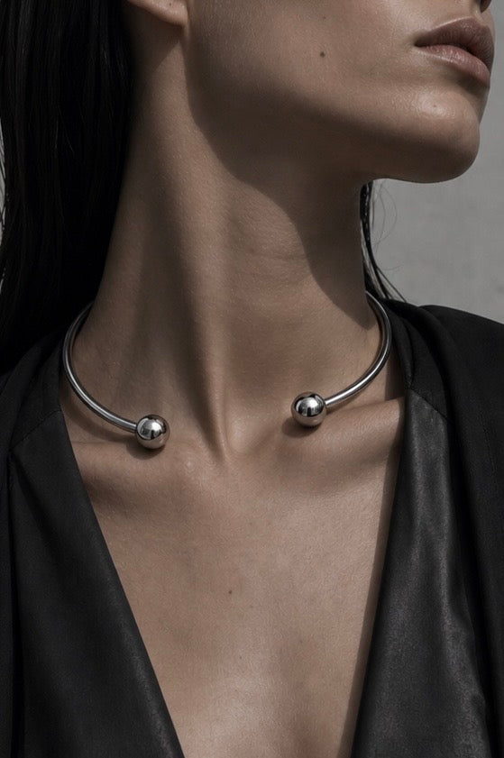 ORBITAL Duo Ball Reversible Necklace Silver