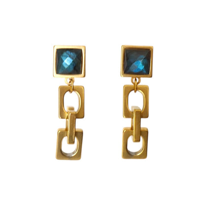 VARG Blue Labradorite Chain Earrings Gold