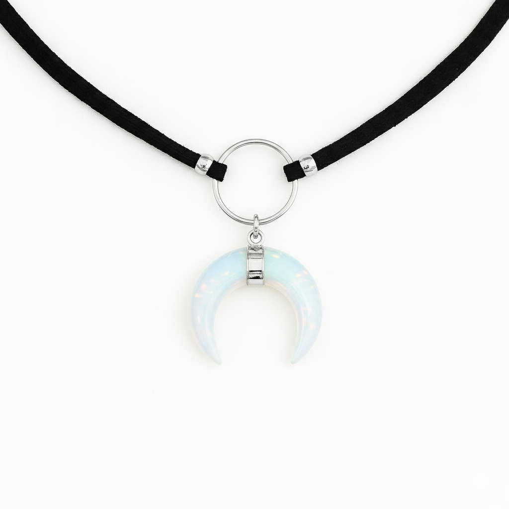 ASTRA Opalite Horn O Ring Choker Silver