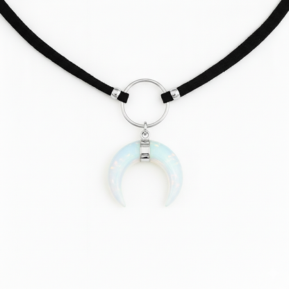 ASTRA Opalite Horn O Ring Choker Silver
