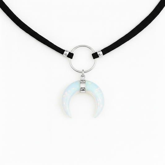ASTRA Opalite Horn O Ring Choker Silver