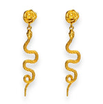 Load image into Gallery viewer, Snakes n Roses Dangle Stud Earrings - Gold
