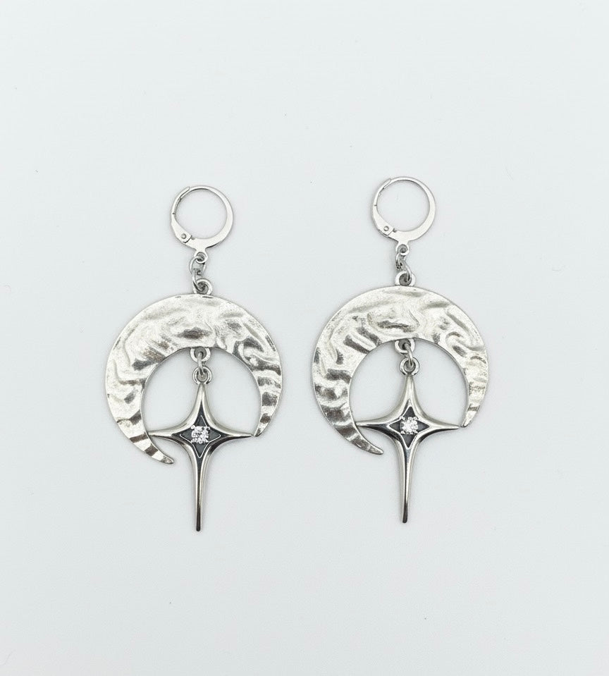SELENIA Crescent Moon Earrings Silver