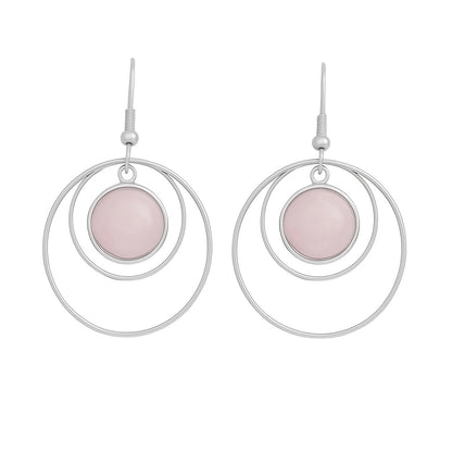 ANETHA Rose Quartz Hoop Earrings Silver