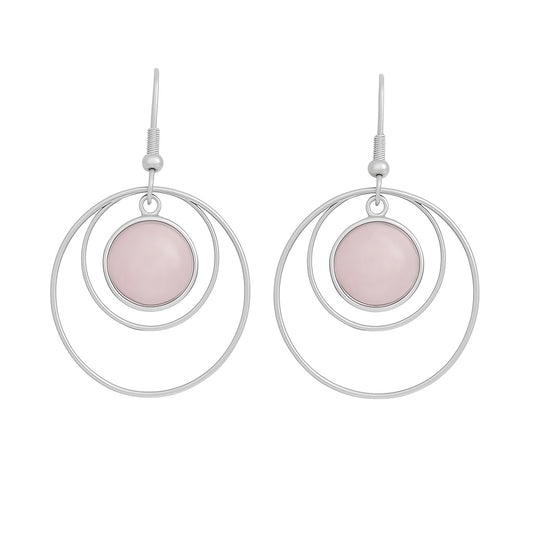 ANETHA Rose Quartz Hoop Earrings Silver