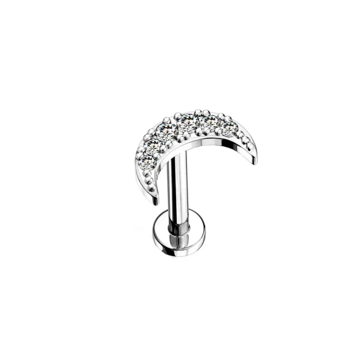 Moon Push Pin Body Jewelry - Silver