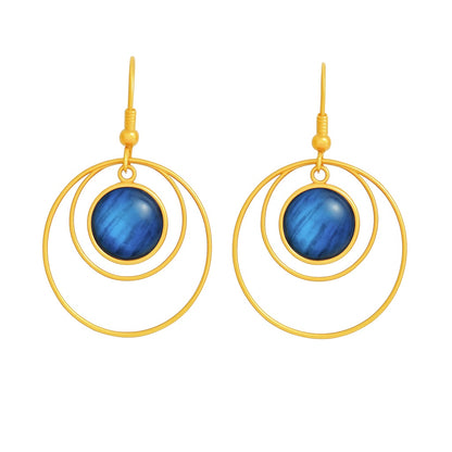 ANETHA Blue Labradorite Dangle Hoop Earrings Gold