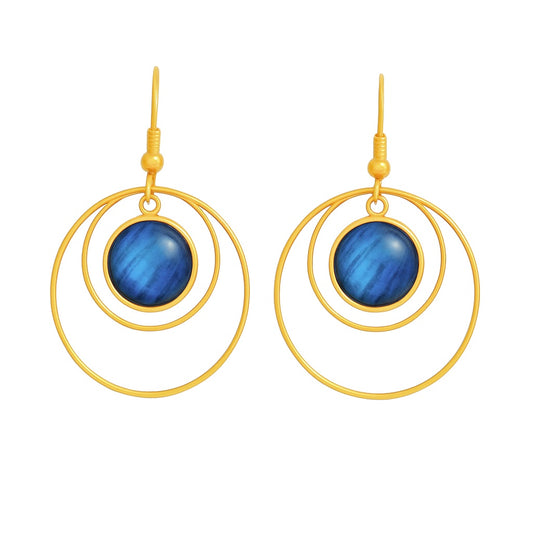 ANETHA Blue Labradorite Dangle Hoop Earrings Gold
