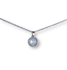 Rainbow Moonstone Minimalist Pendant Necklace - Silver/Gold