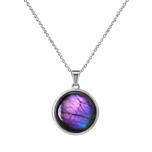 SAYA Purple Labradorite Pendant Necklace Silver