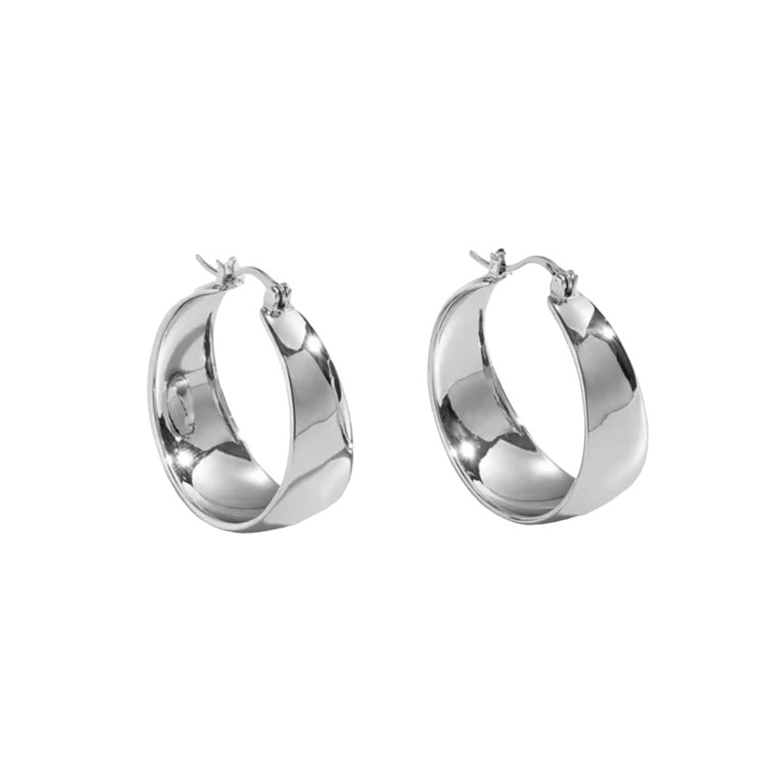 LAURA Wide Hoop Earrings Silver