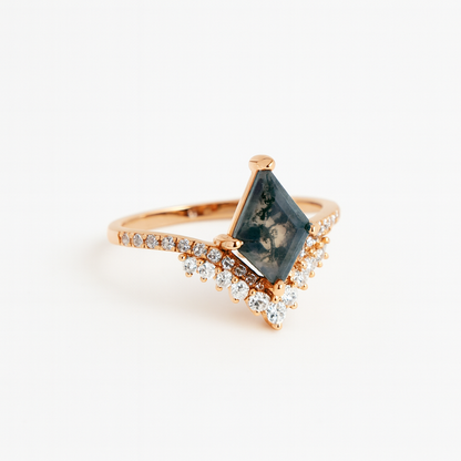 FOREST Moss Agate Ring Gold 925 Silver