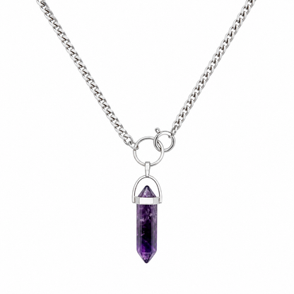 VAYRA Amethyst Point O Ring Choker Necklace Silver