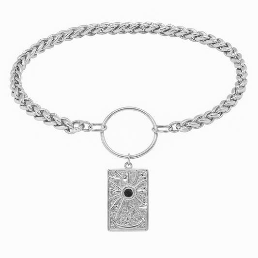Sunscape Sun Charm O-Ring Weizenkette Halskette – Silber