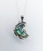 Load image into Gallery viewer, LUNA Labradorite Moon Pendant Necklace 925 Silver
