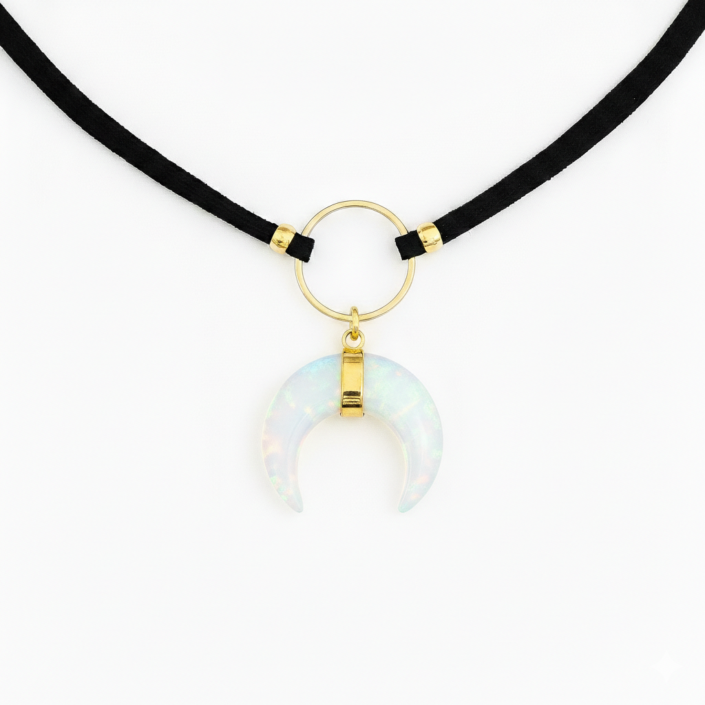 ASTRA Opalite Horn O Ring Choker Gold