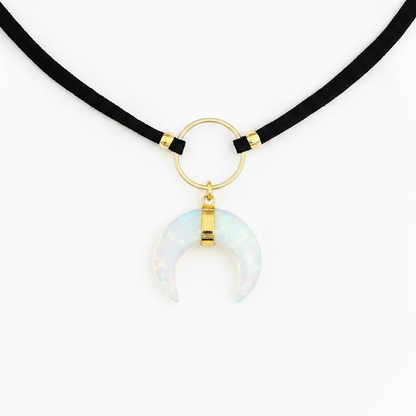 ASTRA Opalite Horn O Ring Choker Gold