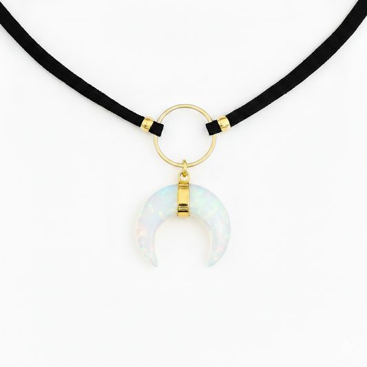 ASTRA Opalite Horn O Ring Choker Gold