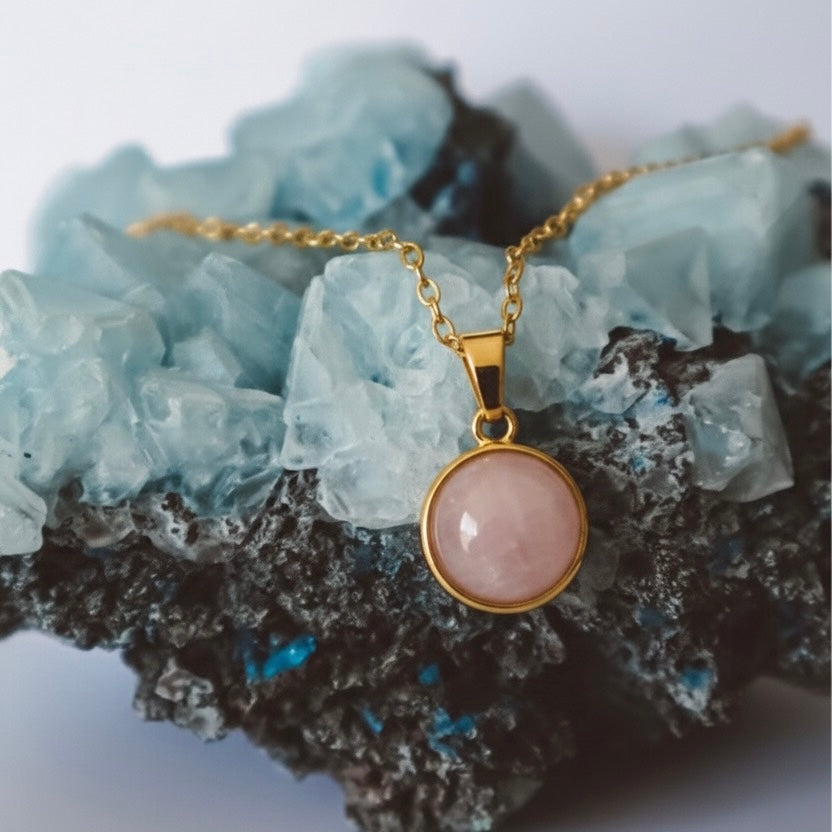 DAYA Rose Quartz Necklace Gold