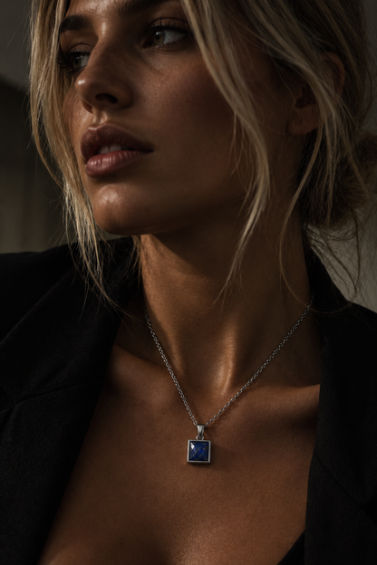 VARG Lapis Lazuli Square Necklace Silver