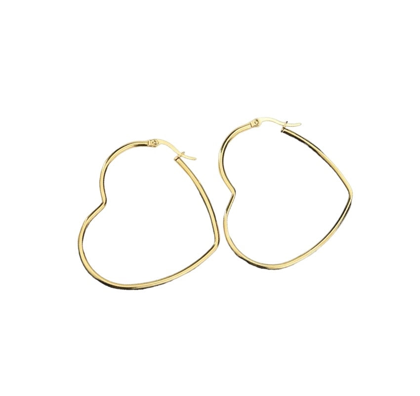 RIANA Heart Shaped Hoop Earrings - Gold