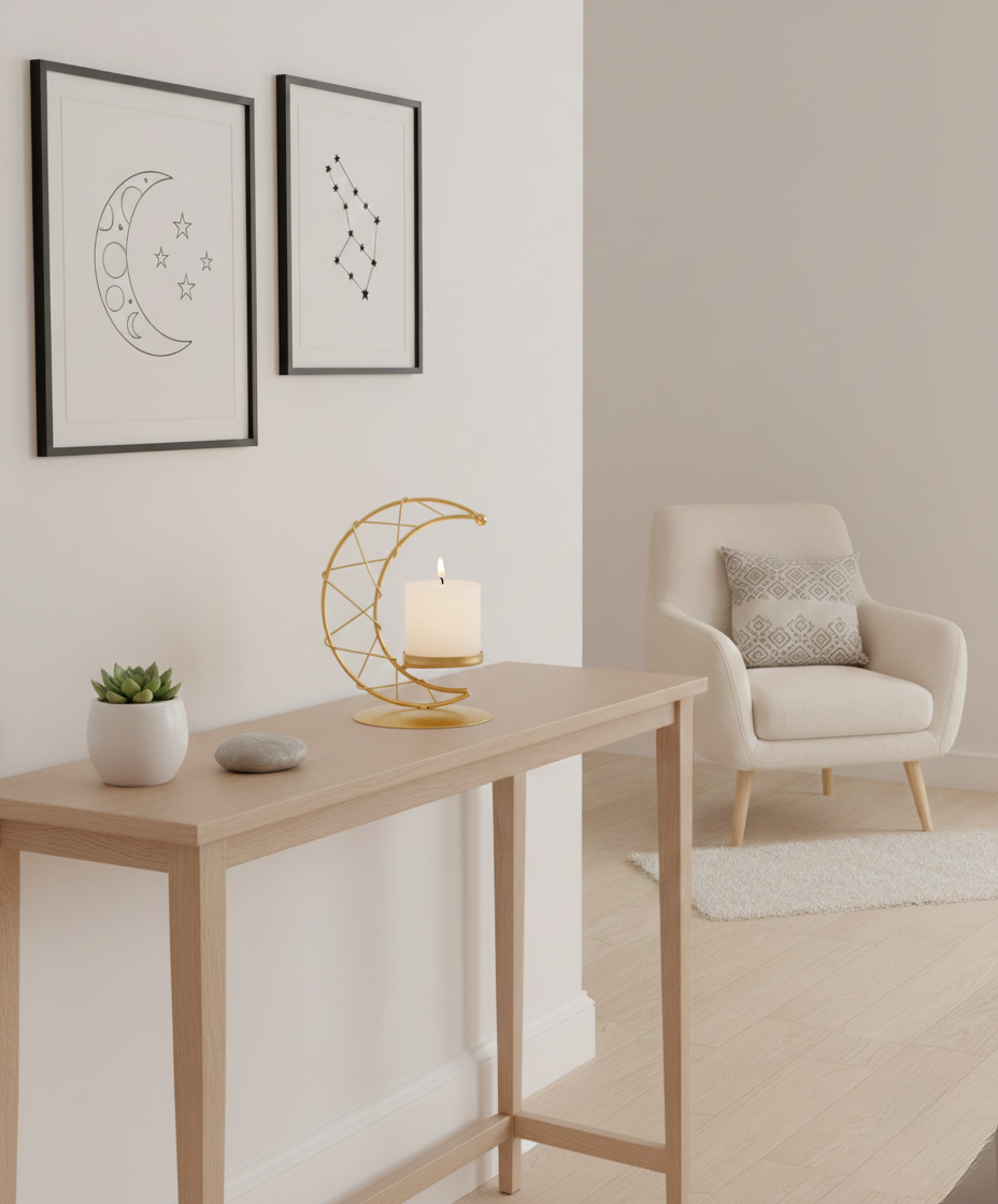 LA LUNA Crescent Moon Tea light Candle Holder Gold