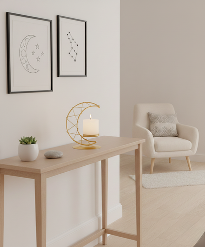 LA LUNA Crescent Moon Tea light Candle Holder Gold