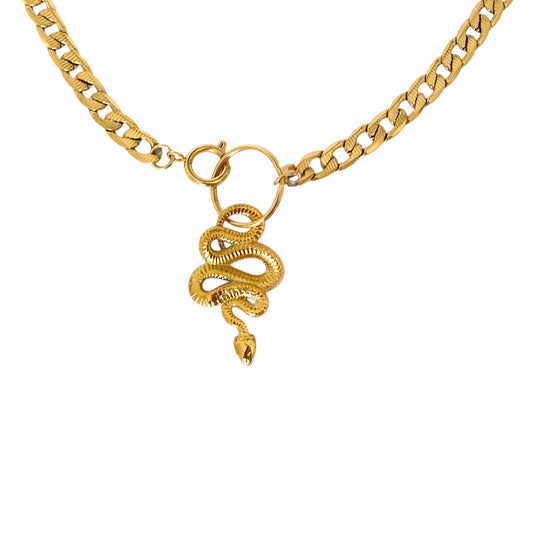 YEAR OF THE SNAKE Pendant O Ring Chain Choker Gold
