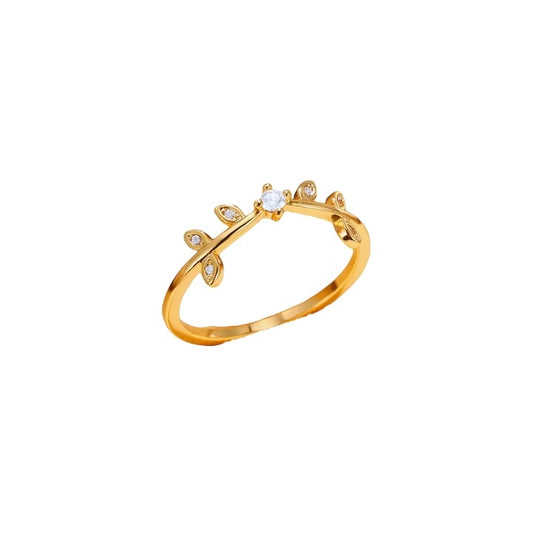 ELEMENT Zircon Leaf Ring Gold