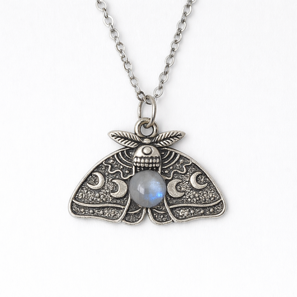 MOON MOTH Custom Gemstone Pendant Necklace Silver