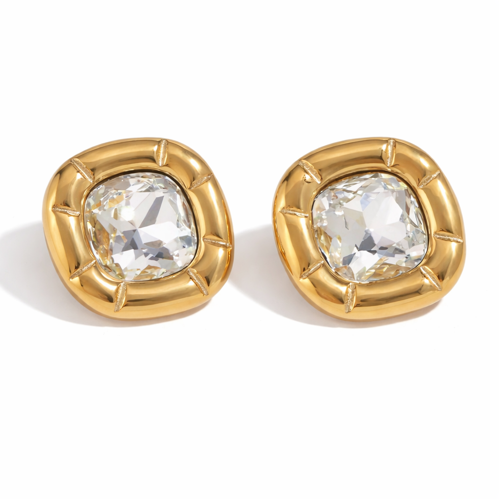 AURUM Cubic Zirconia Necklace and Earring Jewellery Set Gold